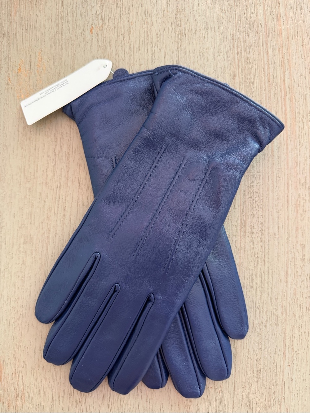 Harssidanzar Touchscreen Womens Blue Leather Gloves Soft Lambskin Size M NWT